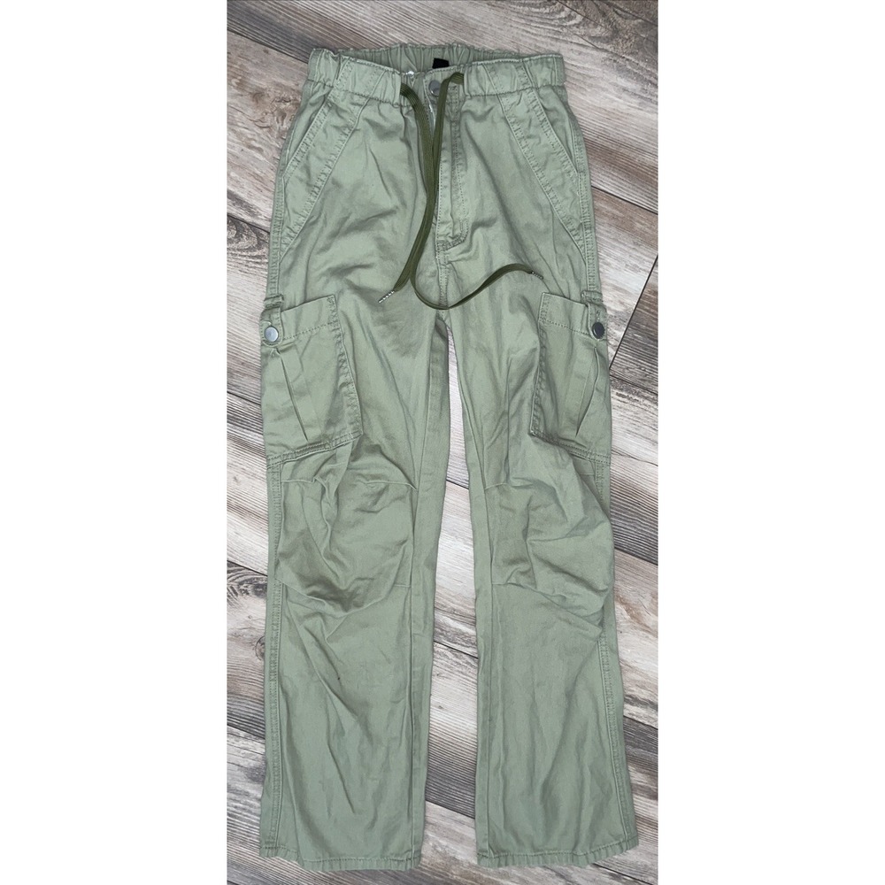 Cider Closets Happy Hour XXS Army Green Cargo Pants Wide Leg Elastic Waist Y2K